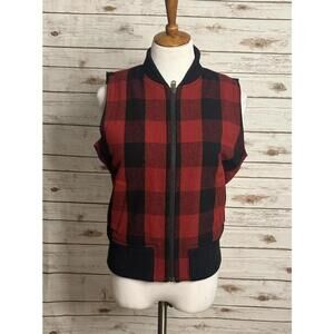 Madewell wool buffalo plaid sherpa fleece lined full zip vest Size Medium
